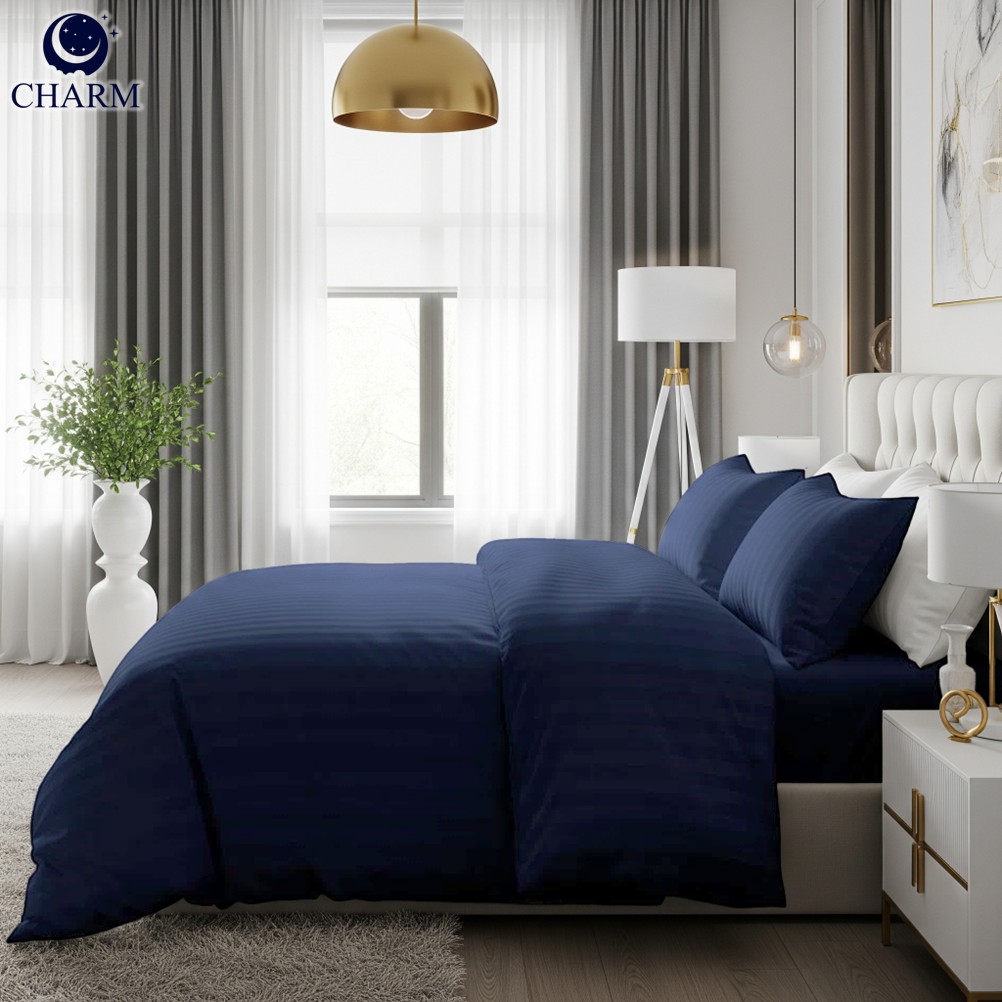 ชุดเครื่องนอน 3.5 ฟุต 4 ชิ้น CHARM ผ้าซาตินลายริ้ว สีกรม_4